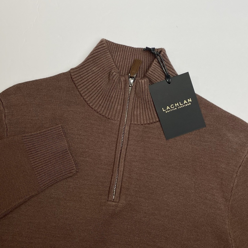 Lachlan Quarter 1/4 Zip Sweater Men's Size Medium Brown‎ Stretch Nylon Blend